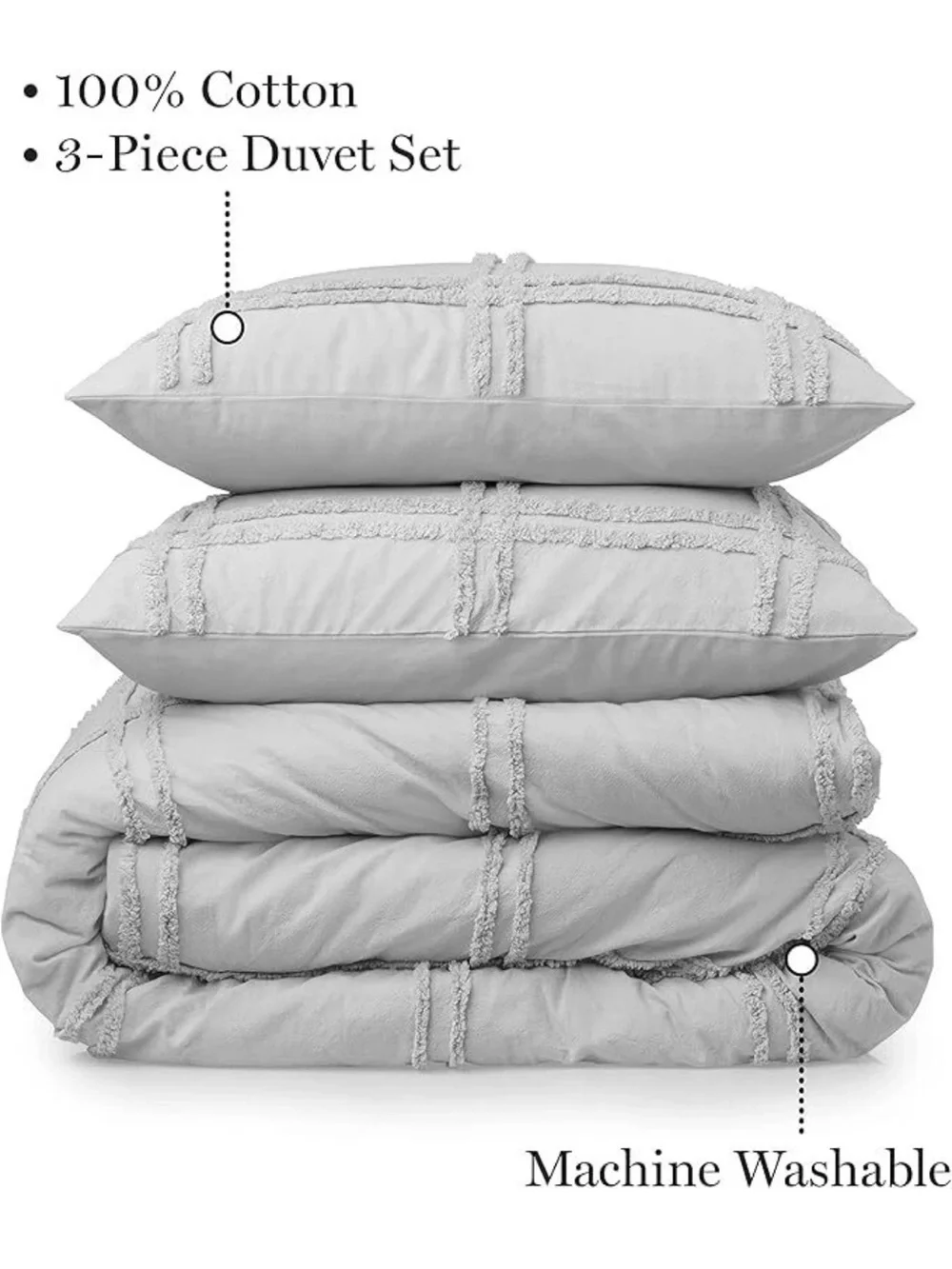 3 Pc Duvet Cover Set by Martha Stewart 100% Cotton Luxurious Queen Size